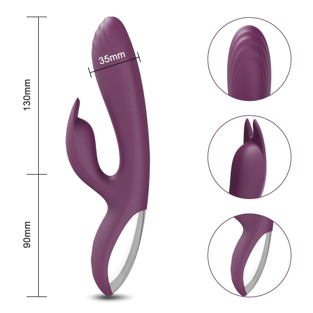 Powerful G Spot Rabbit Vibrator for Women Nipple Clitoris Stimulator Massager Dual Motors Dildo Adult Goods Sex Toys for Female