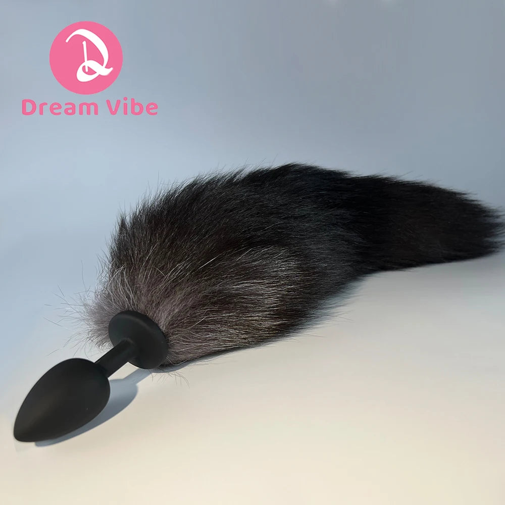 Silicone Anal Plug with Black Fox Tail Plug BDSM Adult Sex Toy Cosplay Couple Toy Sexy Prostate Bedtime Play Sex Game Fetish