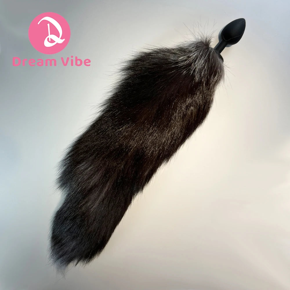 Silicone Anal Plug with Black Fox Tail Plug BDSM Adult Sex Toy Cosplay Couple Toy Sexy Prostate Bedtime Play Sex Game Fetish