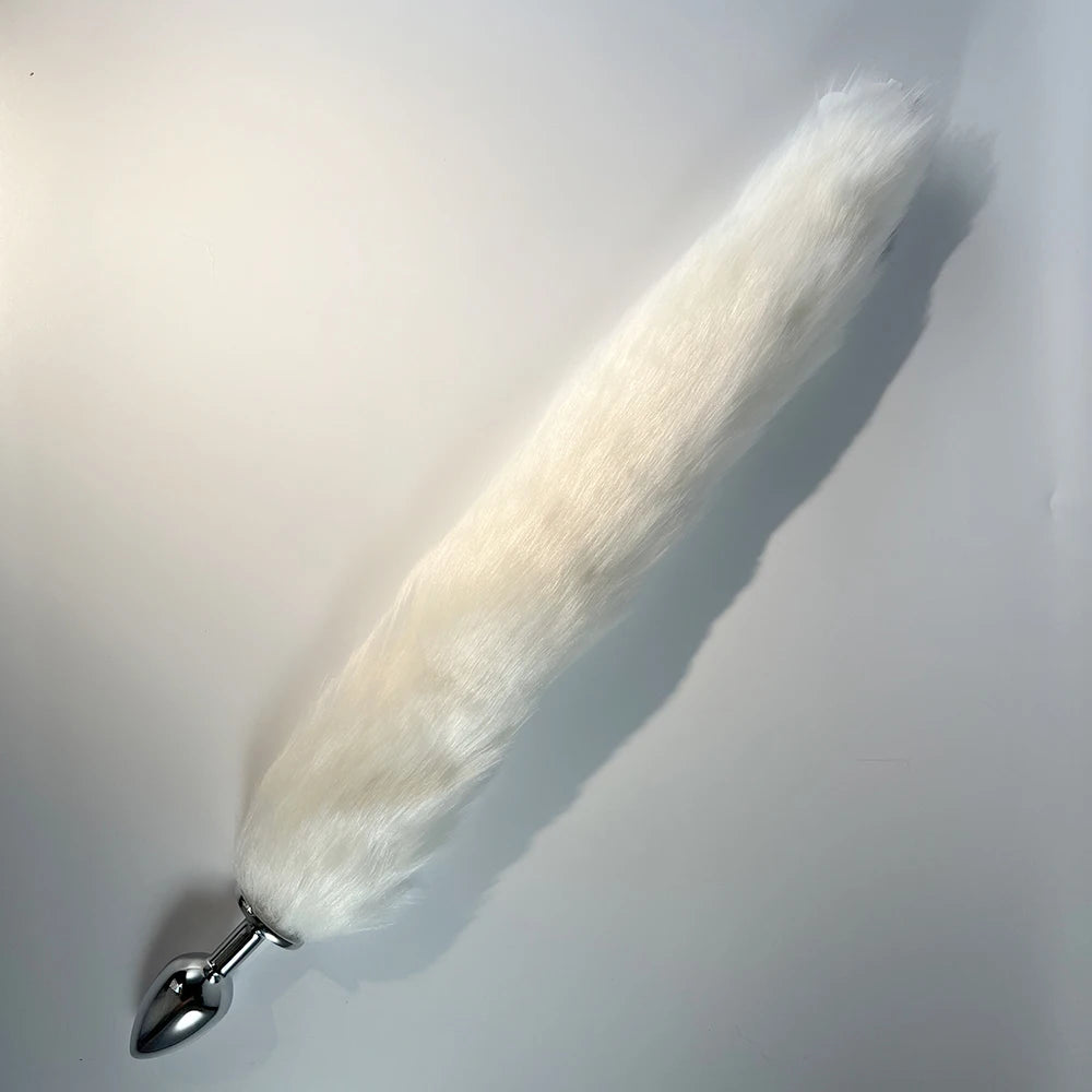 Dream Vibe BDSM Luminous Whisper Tail plug Artifical White Tail with Lights Small Size Silver Plug Adult Sex Toy Cosplay