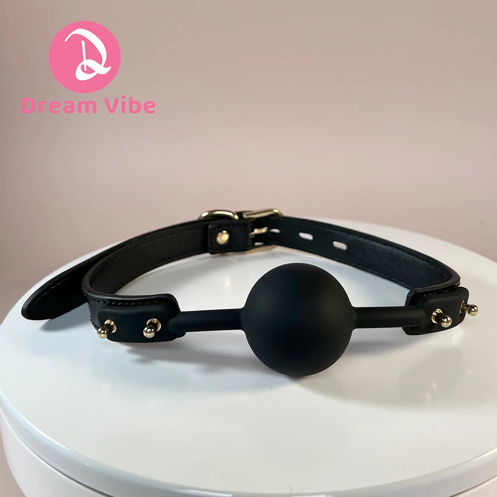 Silicone Mouth Ball Gag Bondage Gage PU Leather BDSM Gear Adult Sex Toy Restraint Couple Cosplay Intimate Sexy Game Fetish Fun