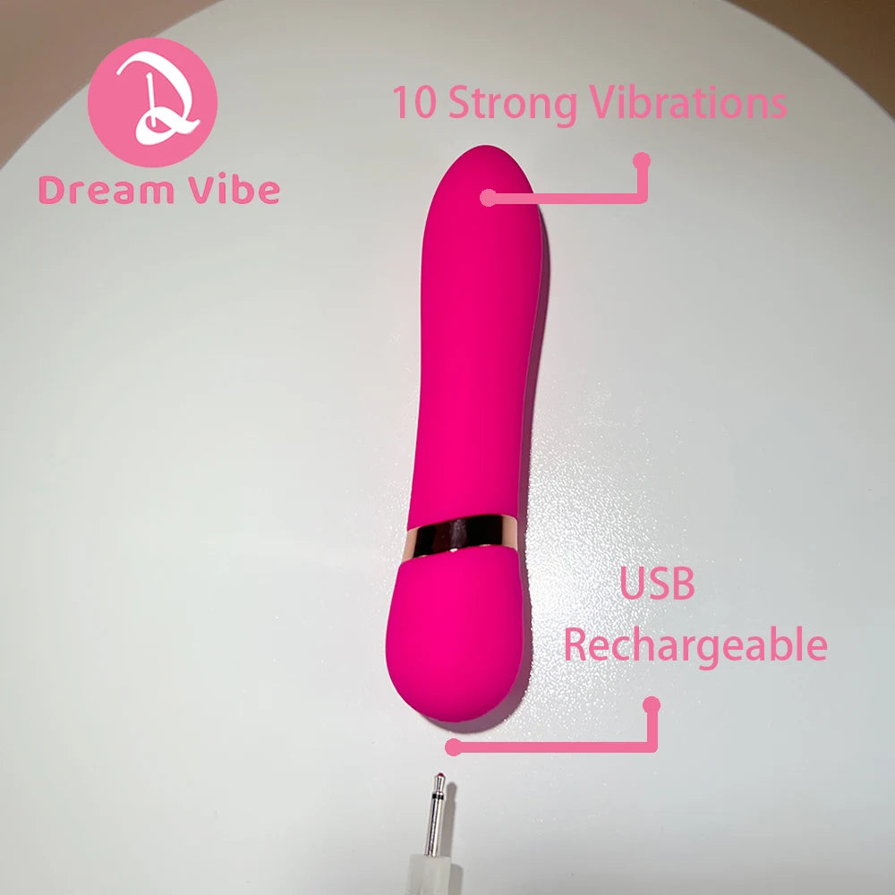Jolly Bullet Vibrator by Dream Vibe Pink 10 Powerful Vibrations Discreet Mini Woman Sex Toy Massager USB Rechargeable Pleasure