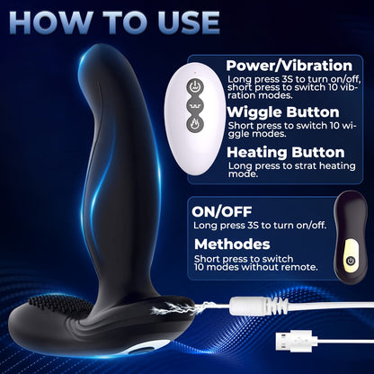 1pc Finger-like Wiggle Prostate Massager, Remote Control Dual Vibrating Anal Vibrator for Men, Silica gel Butt Plug, Perineum Stimulator Sex Toy for Couples, USB Rechargeable