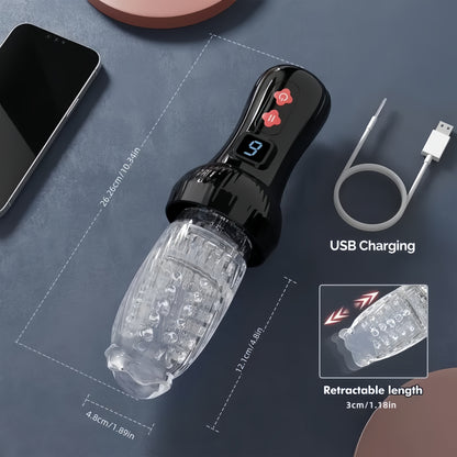 Ultimate Male Stroker Sex Toys, Automatic Male Masturbators Sex Toy with 9 Thrusting & Rotating Modes, Mens Sex Machine Electric Pocket Pussy with Cover, LCD Display Male Stroker Adult Sex Toys, and Powerful Motor for Unparal