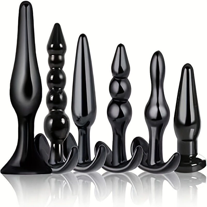 6pcs Silicone Anal Toys Set for Beginners - Multi-Function Anus and Perineum Massagers, Non-Electric Intimate Training Tools for Men and Women