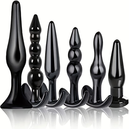 6pcs Silicone Anal Toys Set for Beginners - Multi-Function Anus and Perineum Massagers, Non-Electric Intimate Training Tools for Men and Women