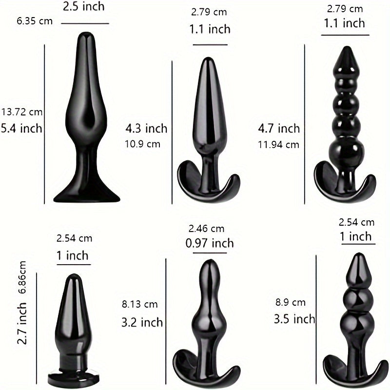 6pcs Silicone Anal Toys Set for Beginners - Multi-Function Anus and Perineum Massagers, Non-Electric Intimate Training Tools for Men and Women