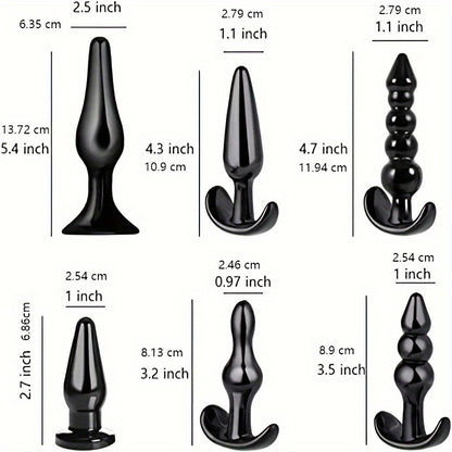 6pcs Silicone Anal Toys Set for Beginners - Multi-Function Anus and Perineum Massagers, Non-Electric Intimate Training Tools for Men and Women