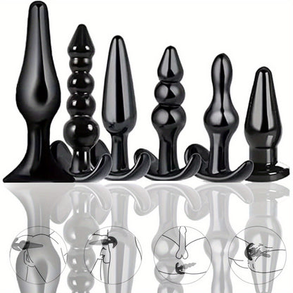 6pcs Silicone Anal Toys Set for Beginners - Multi-Function Anus and Perineum Massagers, Non-Electric Intimate Training Tools for Men and Women
