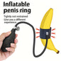 Inflatable Penis Ring for Men - Adjustable Silicone Rooster Ring with Banana Attachment, Enhances Pleasure & Control, Hand Wash Only, Black, Personal Pleasure Accessory | Comfortable Wear | Flexible Silicone Band
