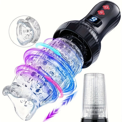 Ultimate Male Stroker Sex Toys, Automatic Male Masturbators Sex Toy with 9 Thrusting & Rotating Modes, Mens Sex Machine Electric Pocket Pussy with Cover, LCD Display Male Stroker Adult Sex Toys, and Powerful Motor for Unparal