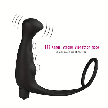 10 Speeds Vibrating Prostate Massager With Delay Ring, Sex Products For Couple Sex Pleasure Enhancement, Sex Toys For Men