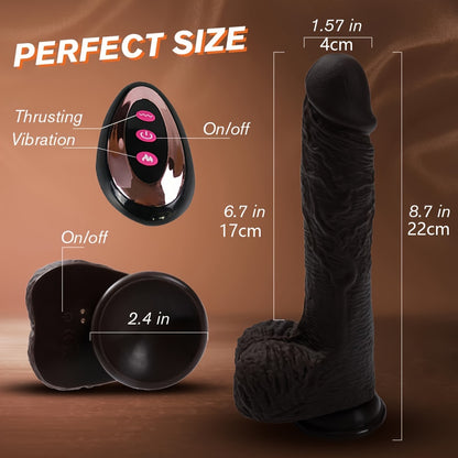 1pc 21.34cm Women'S Thrust Dildo Silicone Vibrator, 10 Vibration Modes, Rotation, 10 Telescopic Modes, Tongue Licking Realistic Dildo with Heated Suction Cup, Hands-Free Remote Control Adult Toy, Soft And Realistic