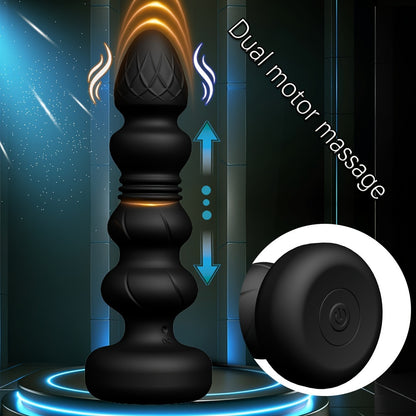 Dual Motor Vibrating Anal Plug with Prostate Massager - Silicone Latex Non-Waterproof Anal Toy for Men and Women, Rechargeable Nickel Battery Powered, 500mAh - Wireless G-Spot Stimulator with 2 Modes