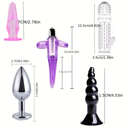 8/10pcs BDSM Anal Plug Vibrator Penis Rings Kit, Anal Plug Anal Beads Dildo Cock Ring Vibrator Adult Pleasure Erotic SM Supplies Set, Vibrating Anal Plug Kit For Men And Women, Couple Flirting Sex Toy Battery Not Included
