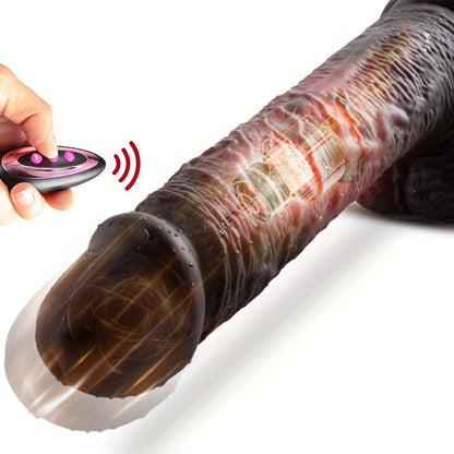 1pc 21.34cm Women'S Thrust Dildo Silicone Vibrator, 10 Vibration Modes, Rotation, 10 Telescopic Modes, Tongue Licking Realistic Dildo with Heated Suction Cup, Hands-Free Remote Control Adult Toy, Soft And Realistic