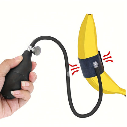 Inflatable Penis Ring for Men - Adjustable Silicone Rooster Ring with Banana Attachment, Enhances Pleasure & Control, Hand Wash Only, Black, Personal Pleasure Accessory | Comfortable Wear | Flexible Silicone Band