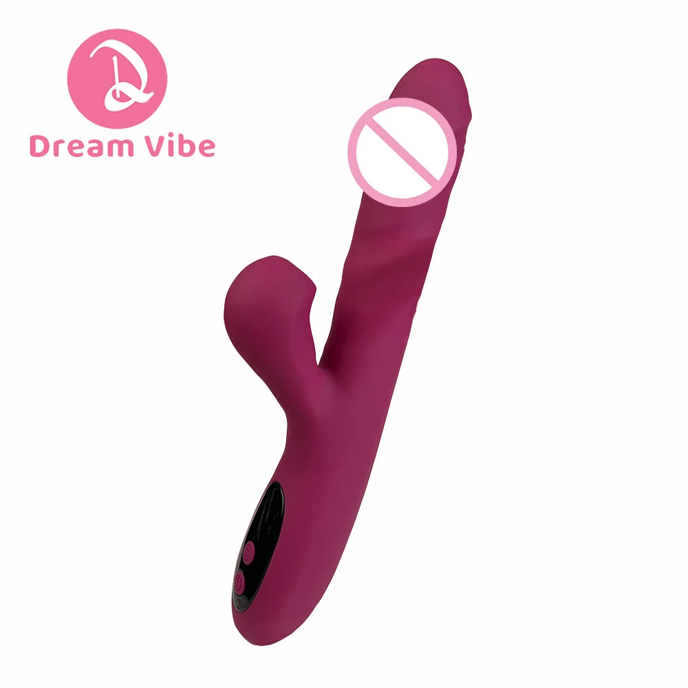 Dream Rabbit Dildo Vibrator LCD Screen Vibrating Thrusting Suction Heating Deep Penetration New Fantasy Sex Toy Women Pleasure