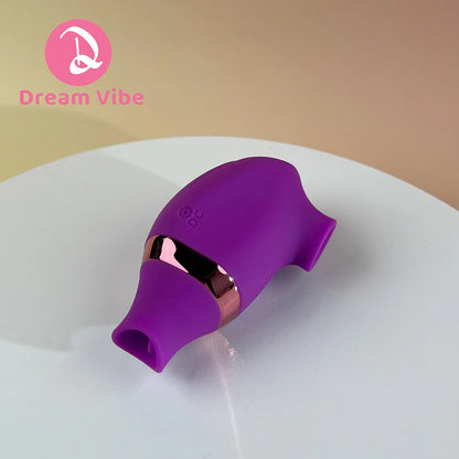 Monster's Kiss by Dream Vibe Double-Ended Green Vibrator Suction Licking Adult Sex Toy for Woman Pleasure Love Toy  Nipple Clit