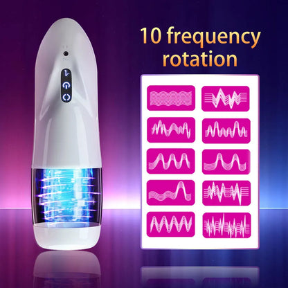 Automatic Male Masturbator Hands Free Rotating 10 adjustable frequencies Masturbator Cup Real Vagina Pocket Sex Toys for Men