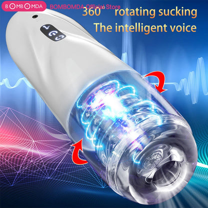 Automatic Male Masturbator Hands Free Rotating 10 adjustable frequencies Masturbator Cup Real Vagina Pocket Sex Toys for Men
