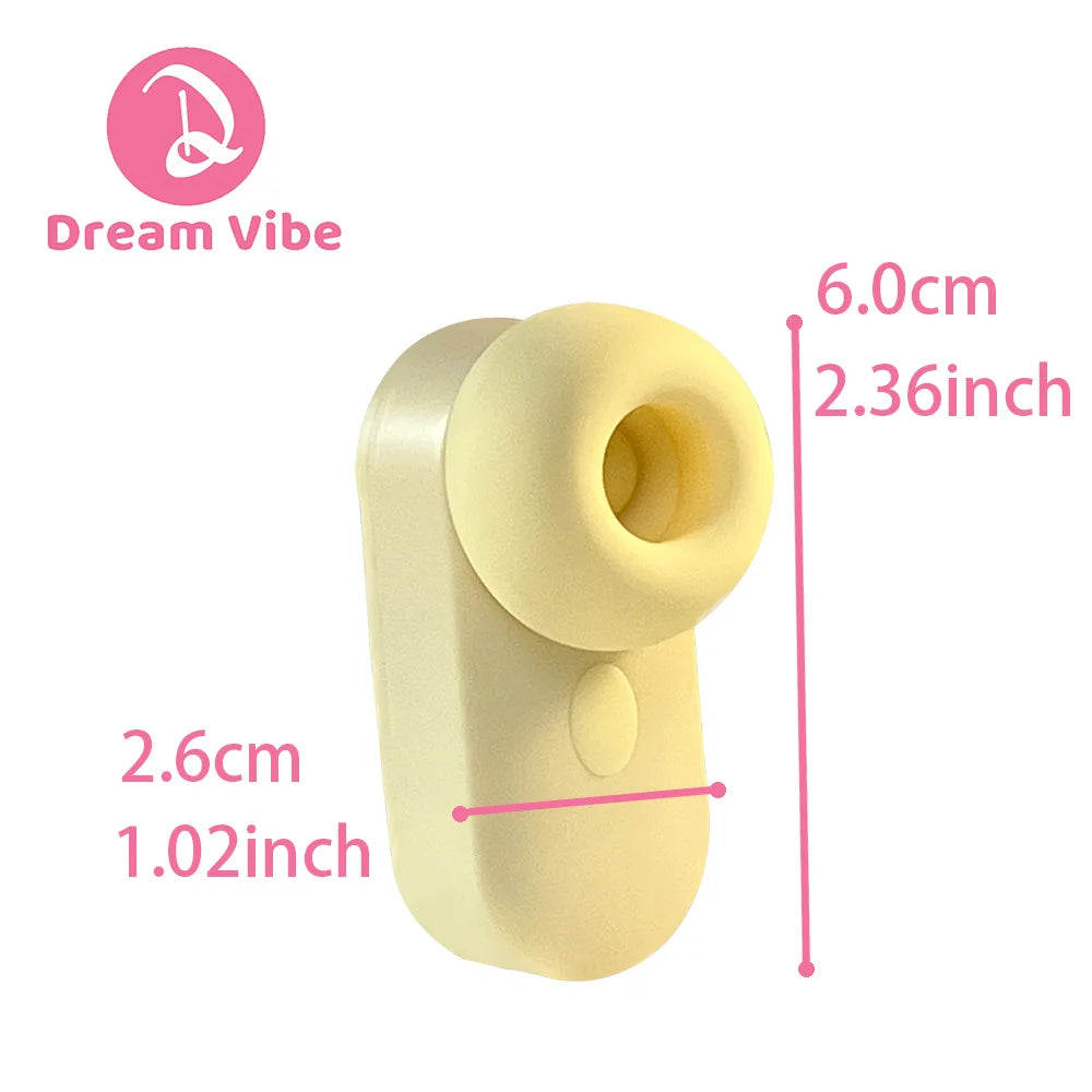 Dream Vibe Echo 2-in-1Mini Sucker Earphone Shaped Yellow Tapping and Sucking Vibrator Sex Toy Woman Nipple Clitorial Massager