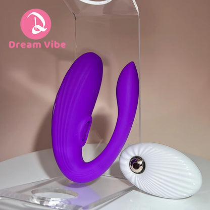 Intimate U-Shaped Vibrator with Remote Control Couple Sex Toy Flexiable Neck Dual-end Stimulation Hands Free Pleasure Foreplay