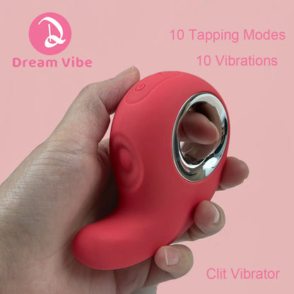 Joyifyer Pink Vibrator 10 Modes of Tapping and Vibrations Clit Vagina Penetration Sex Toy Woman Pleasur Discreet Vibe Orgasm