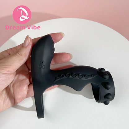 Titan Dual Motors Vibrating Penis Rings Strectchy Silicone Sleeves Cock Cage Couple Toy Men's Sex Toy Massager Delay Ejaculation