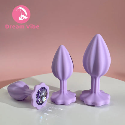 Quincunx Purple Silicone Anal Plug Shiny Gem New Sex Toy for Men Women Pleasure Butt Penetration Prostate Massager 18+ Adult
