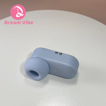 Dream Vibe Echo 2-in-1Mini Sucker Earphone Shaped Yellow Tapping and Sucking Vibrator Sex Toy Woman Nipple Clitorial Massager