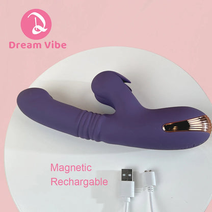 PulseAura 3 in 1 Rabbit Vibrator Unique Thrusting Clapping Powerful Vibrations Women Pleasure Penetration G Spot Dildo Sex Toy