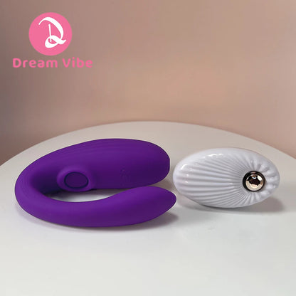Intimate U-Shaped Vibrator with Remote Control Couple Sex Toy Flexiable Neck Dual-end Stimulation Hands Free Pleasure Foreplay