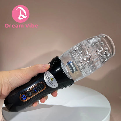 Authur Masturbation Cup By Dream Vibe 5 Thrusting & Rotating Modes 10 Vibrations Oral Sex Toy for Men Male Penis Trainer Blowjob