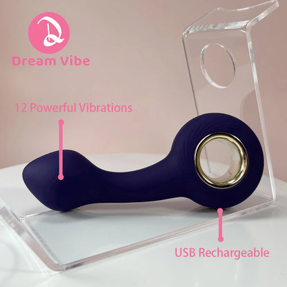 Pleasure Wave Vibrating P-Point Anal Plug Prostate Massager 12 Modes G-Point Vibrator Unisex Sex Toy Back and Forth Penetration