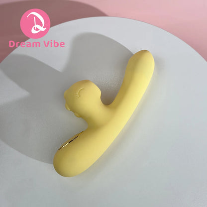 Dragon's Kiss Mini and Strong Rabbit Vibrator Yellow Cute Discreet Sex Toy Female Pleasure Erotic Pocket Vibe Heating Vibrating