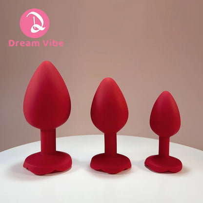 Red Rose Silicone Anal Plug Set Prostate Massager Butt Trainer Kit Couple Adult Sex Toy Dildo Expander Penetration Stimulate