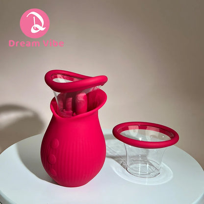 Rose Suction Mini Pump Swing Licking and Vibrating Ears Two Pump Heads Clit and Breast Stimulation Woman Sex Toy Pleasur Adult