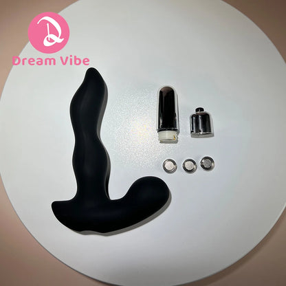Prostate Massager Black Bullet Vibrator Finger Shape Tip 10 Strong Vibration Women Men Sex Toy LR44 Button Battery Power Pleasur