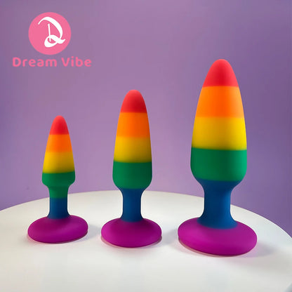 Silicone Anal Plug Trainer Butt Plug Rainbow  S M L Backdoor Prostate Massager Dildo Expander Sex Toy Woman Men Penetration