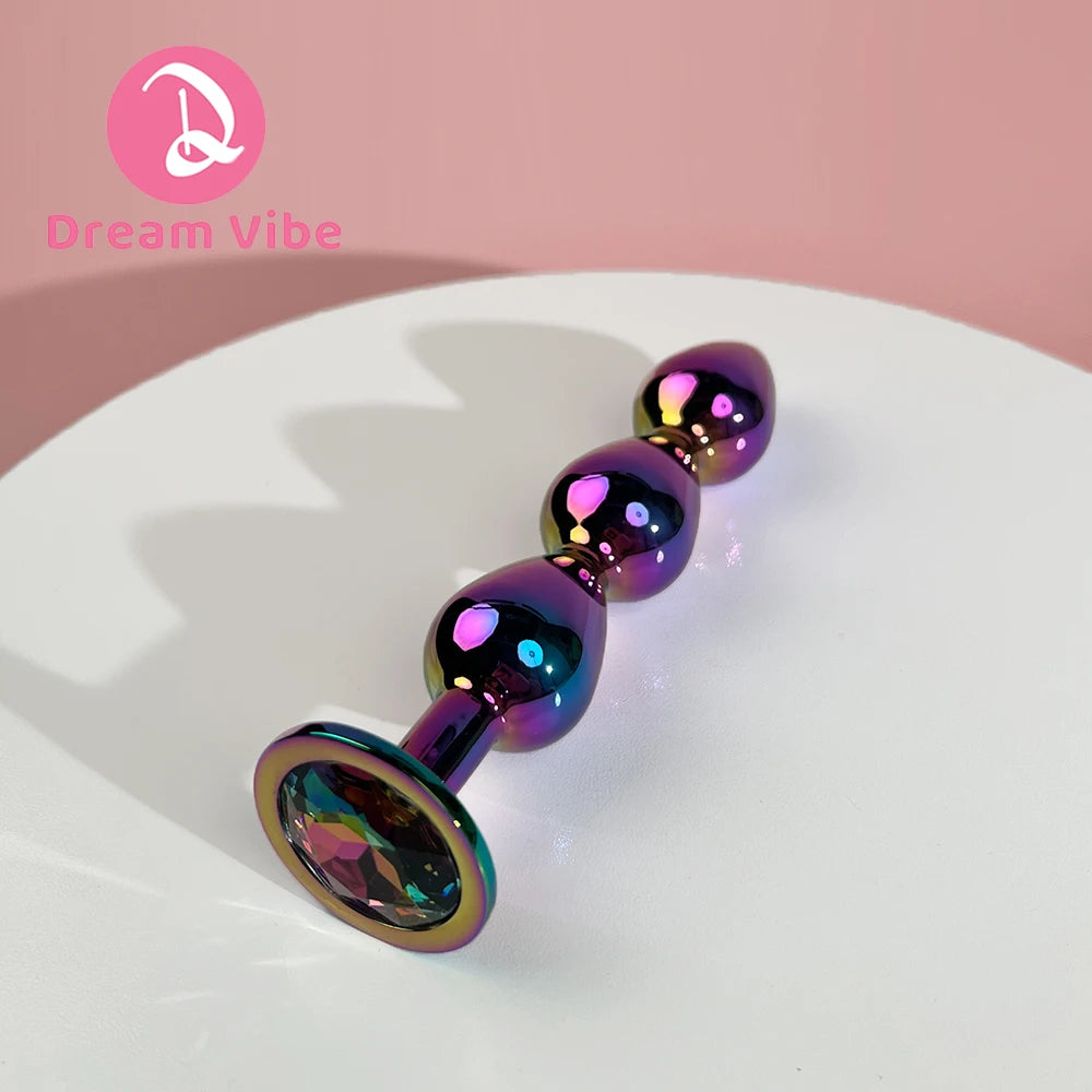 Triple Heart Anal Plug Sex Toy for Men Couple Pleasure Shiny Gem Bottom Metal Butt Plug Dildo Penetration Anal Expander 18+ Toy