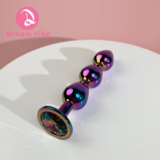 Triple Heart Anal Plug Sex Toy for Men Couple Pleasure Shiny Gem Bottom Metal Butt Plug Dildo Penetration Anal Expander 18+ Toy