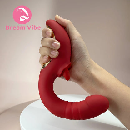 Amara's Passion 3 in 1 Vibrator 9 Thrusting and Vibrating 10 Tongue Licking Pleasure Sex Toy Woman Masturbation Penetration