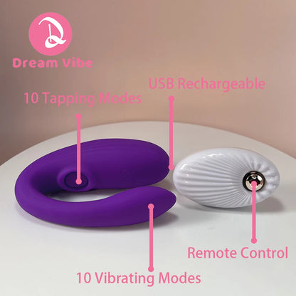 Intimate U-Shaped Vibrator with Remote Control Couple Sex Toy Flexiable Neck Dual-end Stimulation Hands Free Pleasure Foreplay
