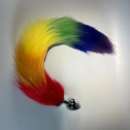 Dream Vibe BDSM Artificial Rainbow LGBTQ Tail Plug Small Size Silver Plug Adult Sex Toy Cosplay Couple Toy Butt Plug Prostate