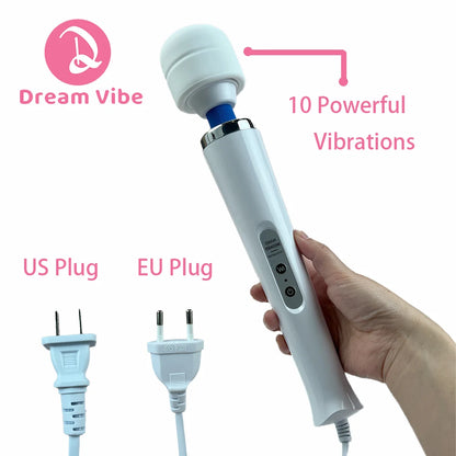 Mega Wand AC Powered Super Strong Vibrator Cabled Wired Powerful Handheld Wand Massager Sex Toy Sports Recovery Muscle Aches