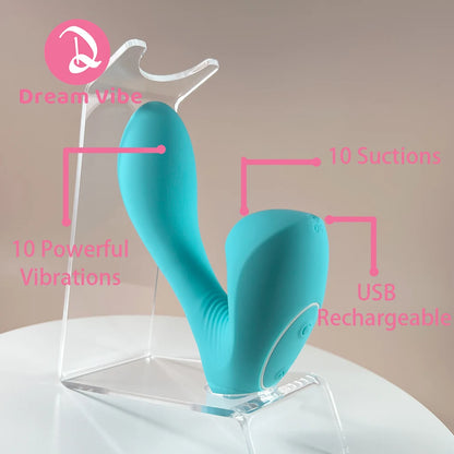 Embrace me Strapless Strap-on Vibrator Clitorial Sucker 10 Powerful Vibration 10 Suctions Sex Toy Woman G-Spot Penetration dildo