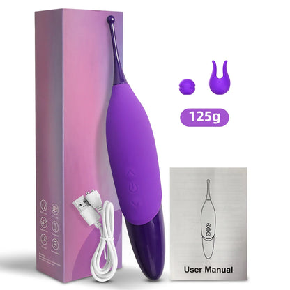 Mini Clitoris G Spot Vibrator for Women 2 Attached Silicone Heads Nipple Clit Stimulator Wand 10 Vibrations Sexy Adult Toys 18