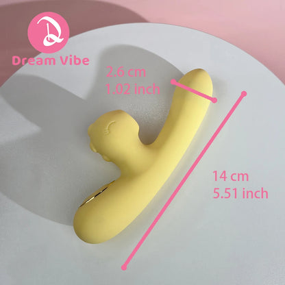 Dragon's Kiss Mini and Strong Rabbit Vibrator Yellow Cute Discreet Sex Toy Female Pleasure Erotic Pocket Vibe Heating Vibrating