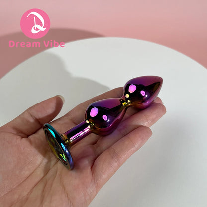 Triple Heart Anal Plug Sex Toy for Men Couple Pleasure Shiny Gem Bottom Metal Butt Plug Dildo Penetration Anal Expander 18+ Toy